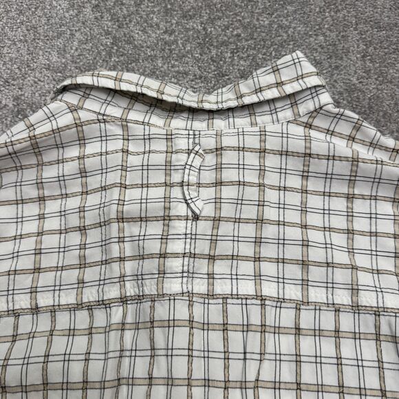 The North Face Y2K Button Down Shirt Mens Medium White Brown Plaid Short Sleeve - Picture 4 of 11